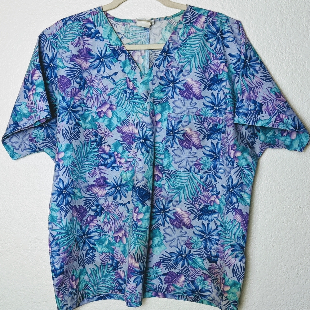 2/$17 scrub top. Simply Basic purple & blue Sz M.